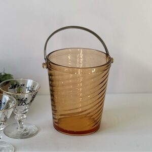 Fostoria Amber Glass Ice Bucket with Handle